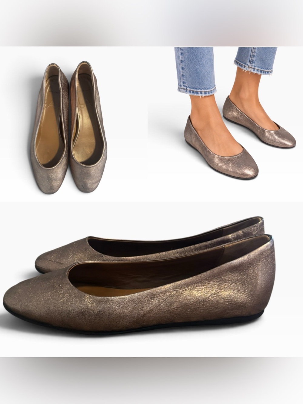 Aquatalia Metallic Ballet Flats - Size 10